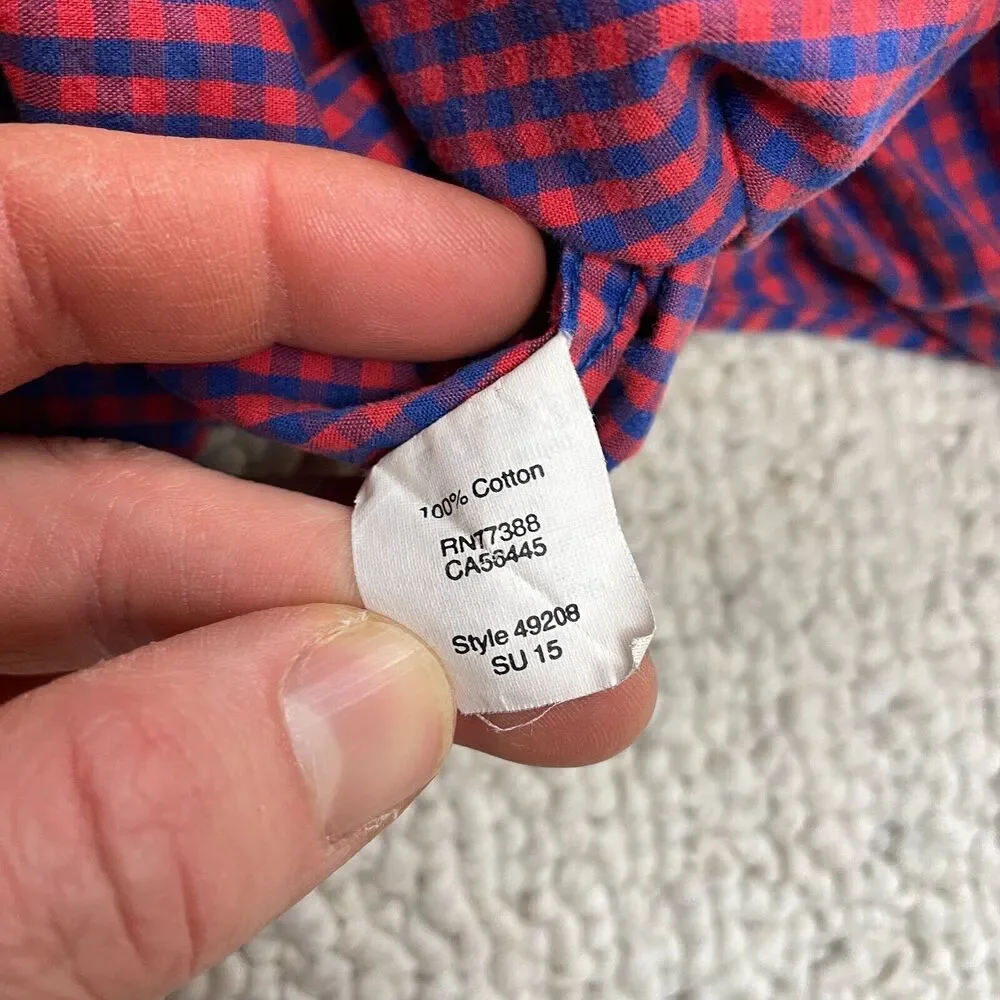 J.Crew Button Down Shirt Mens Medium Red Blue Plaid Slim Fit Long Sleeve Cotton